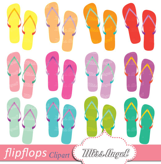 Beach Flip Flops Clipart Summer Thongs Clip Art  Colorful Flipflops