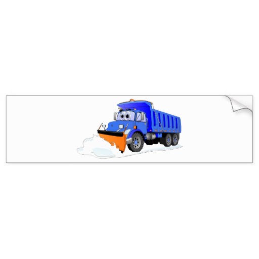 Blue Snow Plow Cartoon Dump Truck Car Bumper Sticker