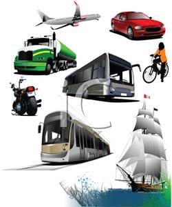     Cartoon Of Transportation Modes   Royalty Free Clipart Picture