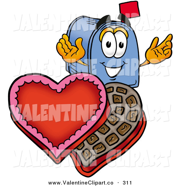 Clip Art Of A Romantic Smiling Blue Postal Mailbox Cartoon Character    