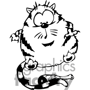 Clipart Of A Black And White Overweight Cat   Download File To Remove    