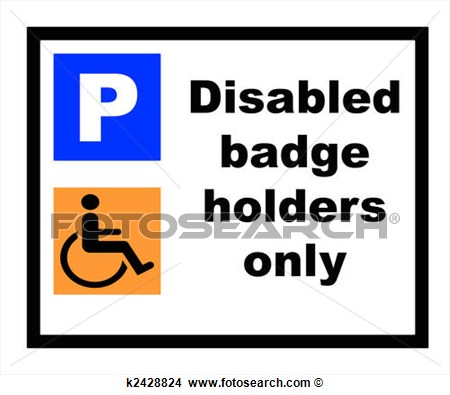 Disabled Badge Holders Only Parking Sign Isolated On White Background