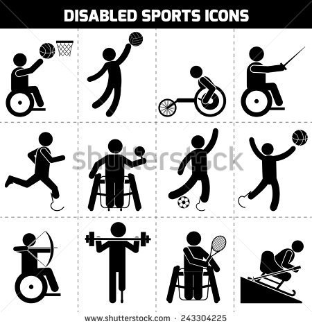 Disabled Sports Black Pictogram Invalid People Icons Set Isolated