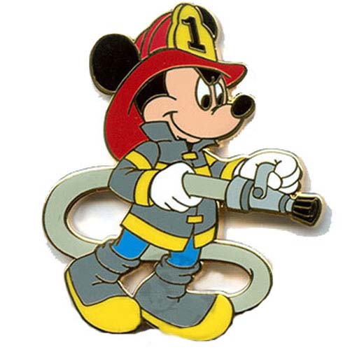 Disney Mickey Pin Mickey Mouse Firefighter Fireman With Hose