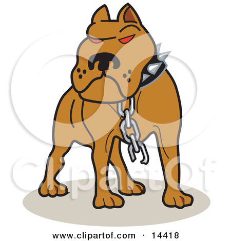 Dog With Red Eyes Wearing A Spiked Collar And A Broken Chain Clipart
