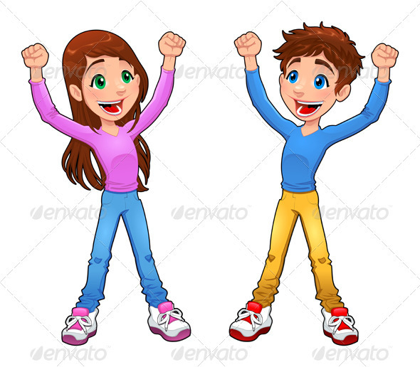 Enthusiast Boy And Girl  Cartoon And Vector Isolated Character