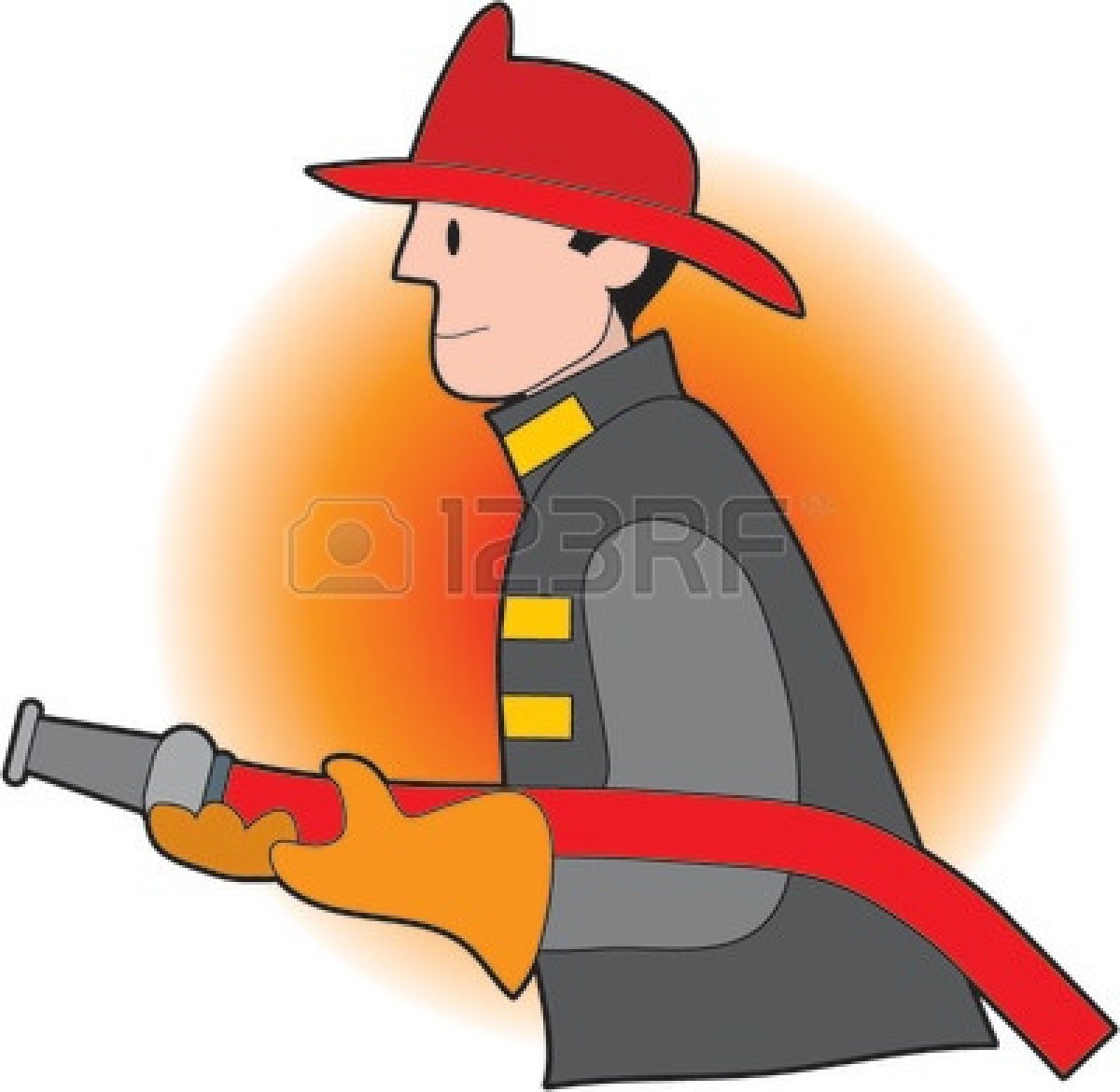 Firefighter Hat Cartoon 964130 Male Firefighter Holding A Fire Hose