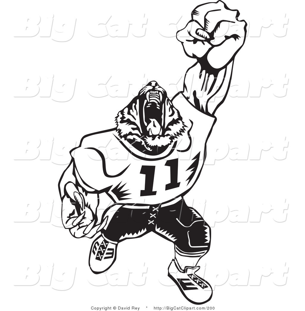 Football Player Roaring On White Black And White Lion Football Player