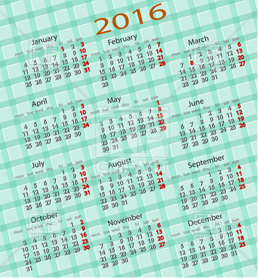 Green Calendar 2016 94629 Calendars Layouts Download Royalty Free