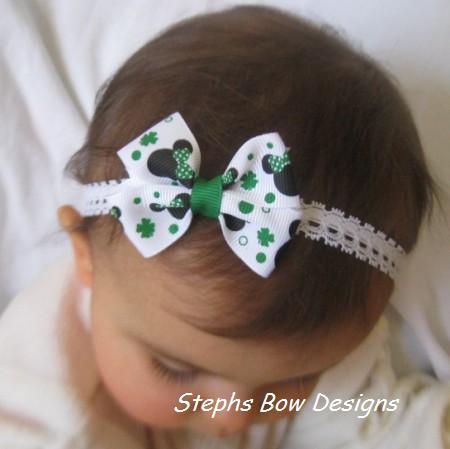 Minnie Mouse St Patrick S Day Shamrocks Infant Hair Bow