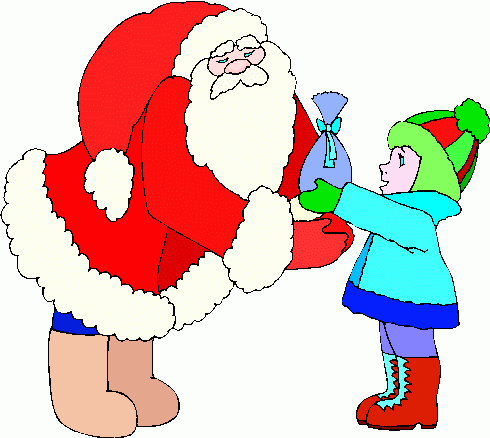 Santa Receiving Gift Clipart Clipart Clip Art