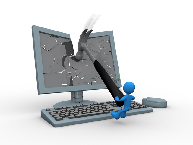 Screen Computer Monitor With A Hammer Clipart Illustration Graphic