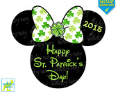 St Patricks Day Minnie Printable Iron On Transfer Or Use As Clip Art    