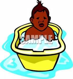 Toddler Taking A Bath   Royalty Free Clipart Picture