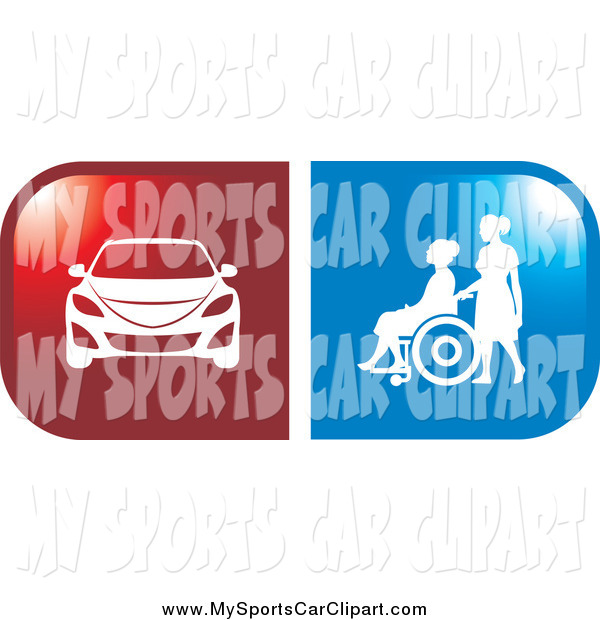 Transportation Clip Art Of Red Handicap Car And Blue Wheelchair Icon