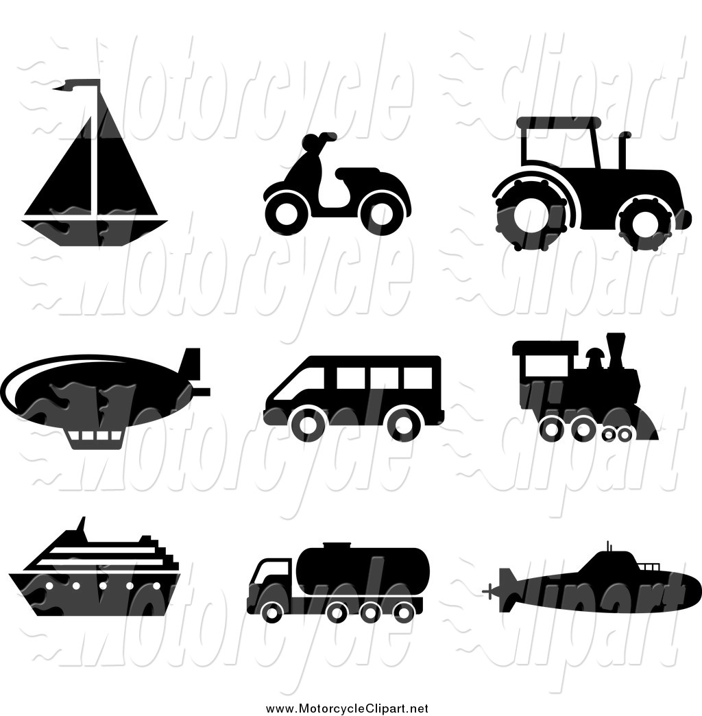 Transportation Clipart Of Black And White Modes Of Transportation    
