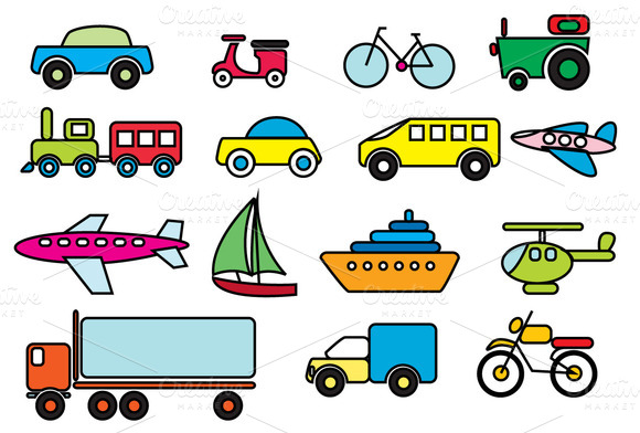 Transportation Colour Vector   Icons On Creative Market