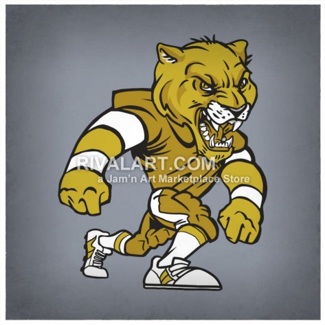 Vector Clipart Of Panthers Cougars Football Player Color Graphic