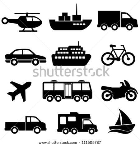 Vector Download   Transportation Icon Set On White Background