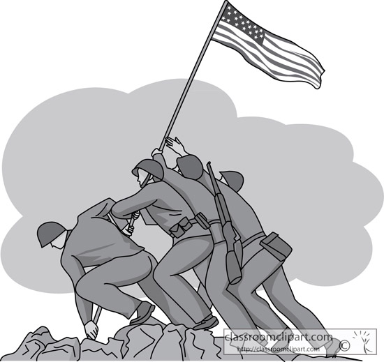White Clipart  Soldiers Raising Flag Veterans Day Gray   Classroom
