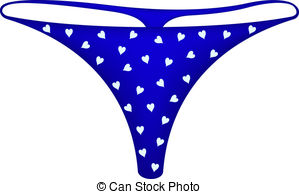 Women Panties In Blue Design With Hearts Symbols On White   
