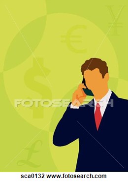Art   Business Man Talking On Cell Phone  Fotosearch   Search Clipart