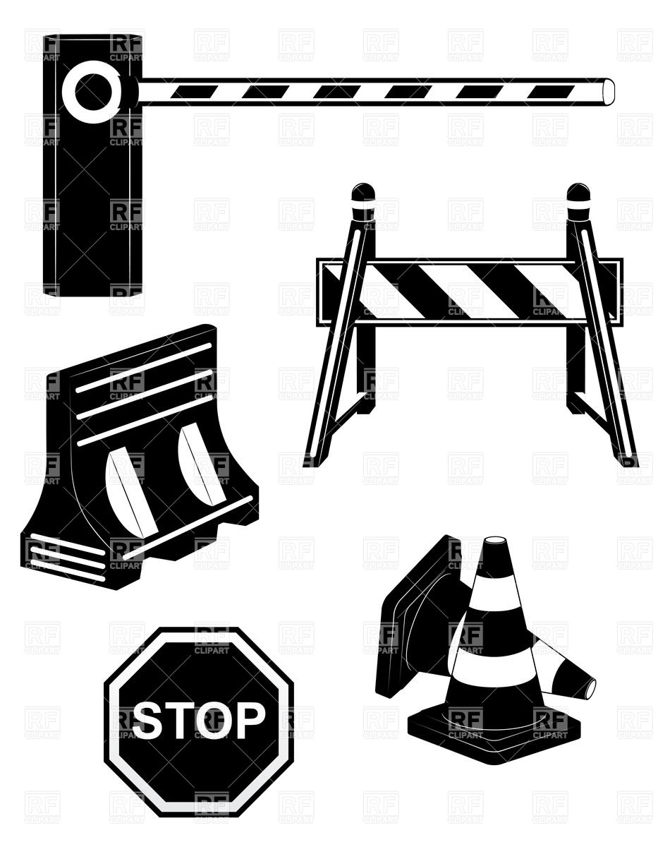 Barrier Clipart Set Of Road Barrier Black Silhouettes Download Royalty