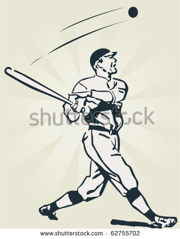Baseball Player Hitting Clipart