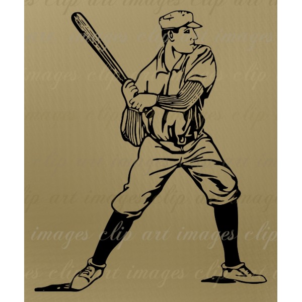 Baseball Player Vintage   Images Clip Art