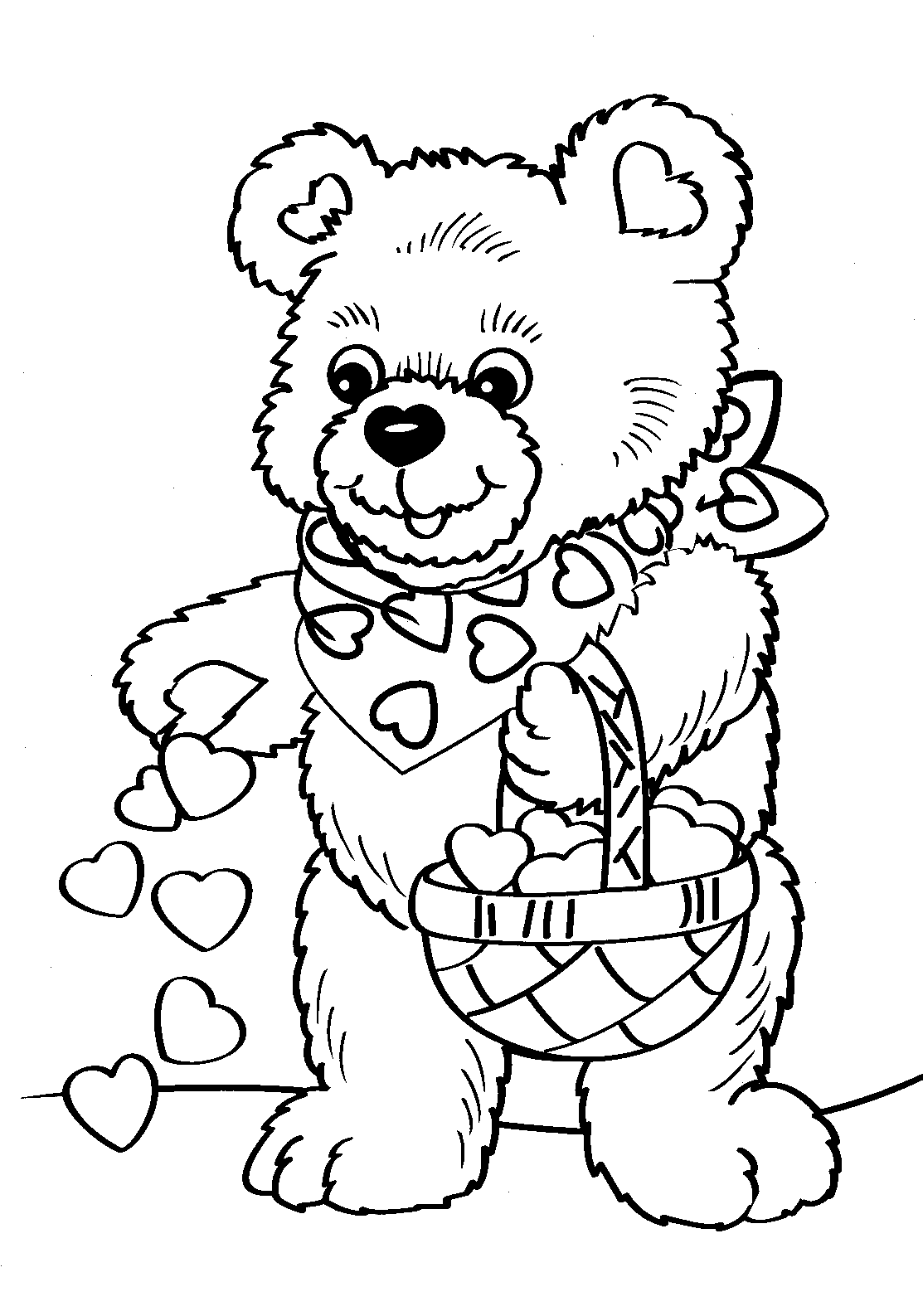 Bear Free Valentines Coloring Pages Bear And Bees Valentines Coloring    