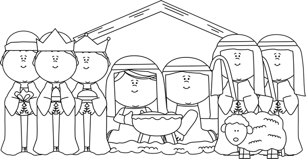Black And White Nativity With