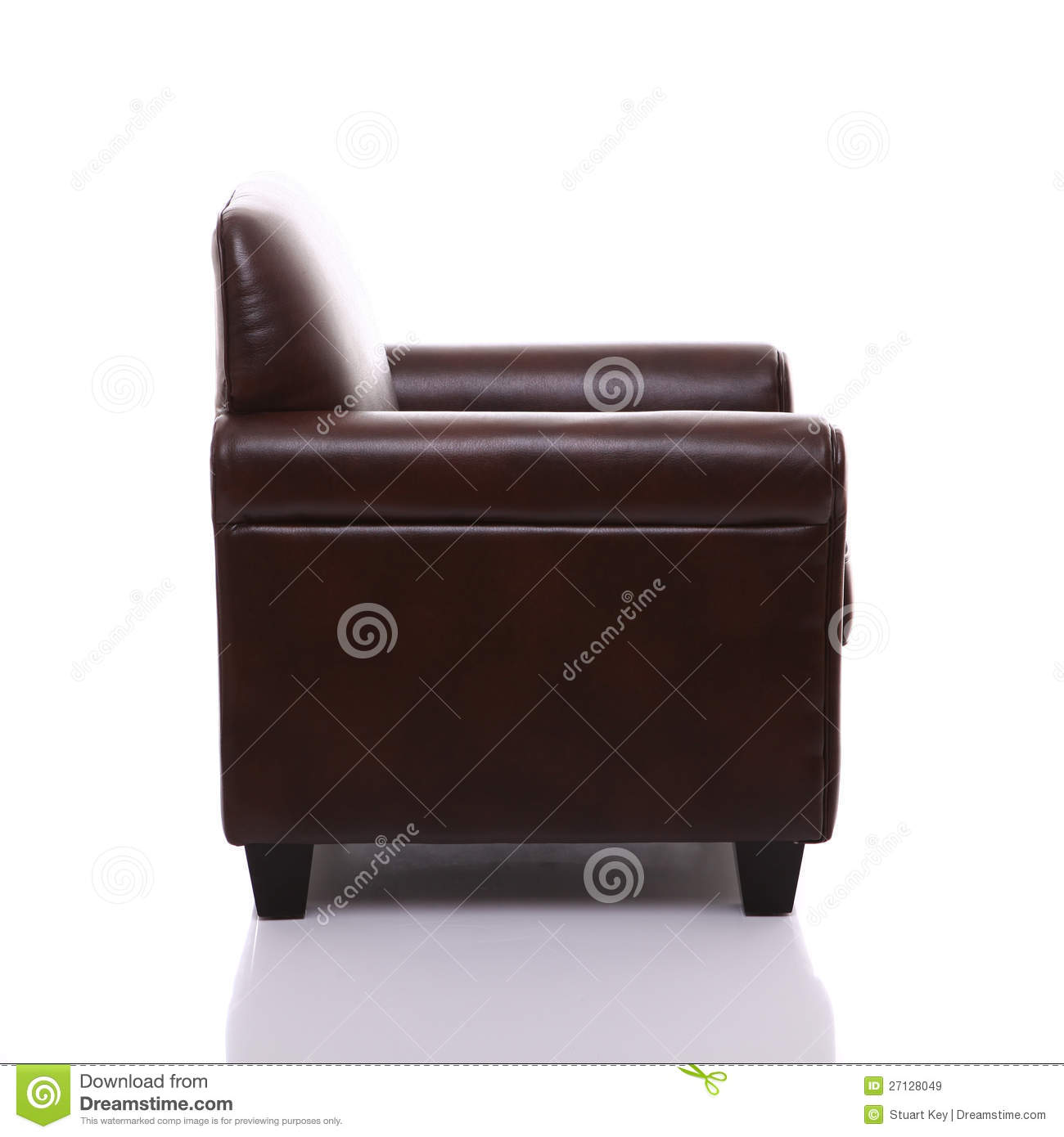 Brown Lounge Leather Chair Viewed From The Side  Isolated On White