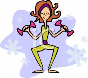     Brunette Woman Exercising With Weights   Royalty Free Clipart Picture