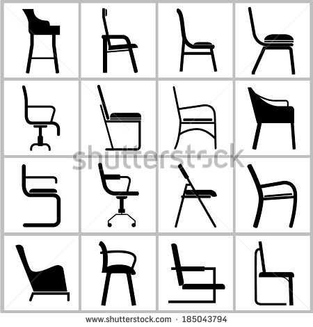 Chair Icons Set Side View Chair   Stock Vector