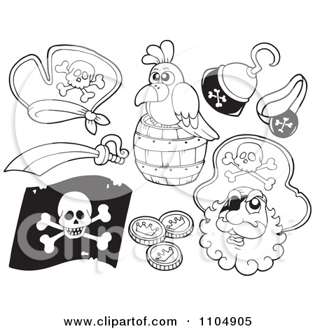 Clipart Jolly Roger Pirate Skull And Cross Bones With A Hat   Royalty    