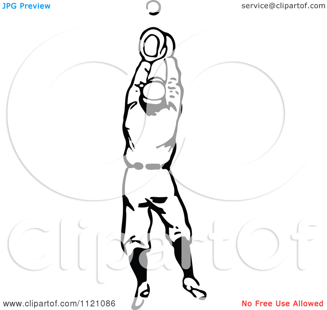 Clipart Of A Retro Vintage Black And White Baseball Player Reaching To
