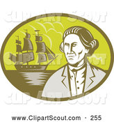 Clipart Of An Explorer And Ship Oval Logo By Patrimonio