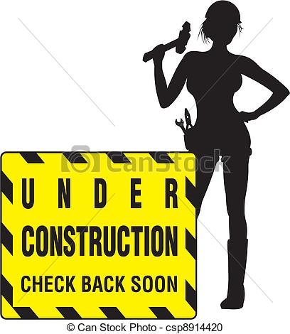 Clipart Of Under Construction   Working Girl   Web Site Construction
