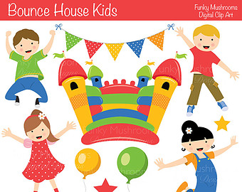 Digital Clipart   Bounce House Boys Girls For Scrapbooking