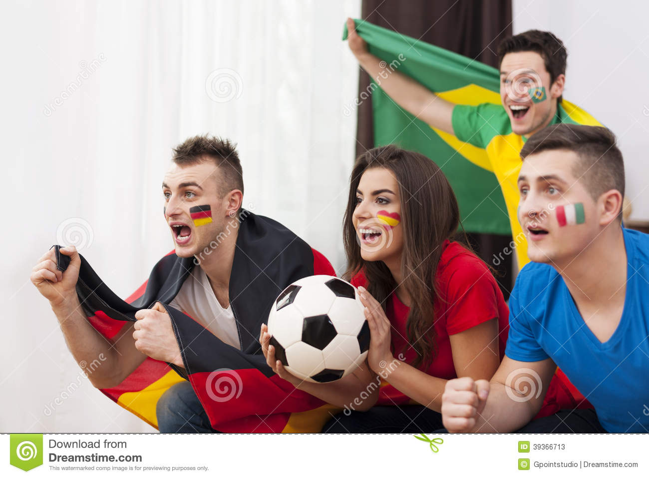 Friends Watching Football Game On Tv Stock Photo   Image  39366713
