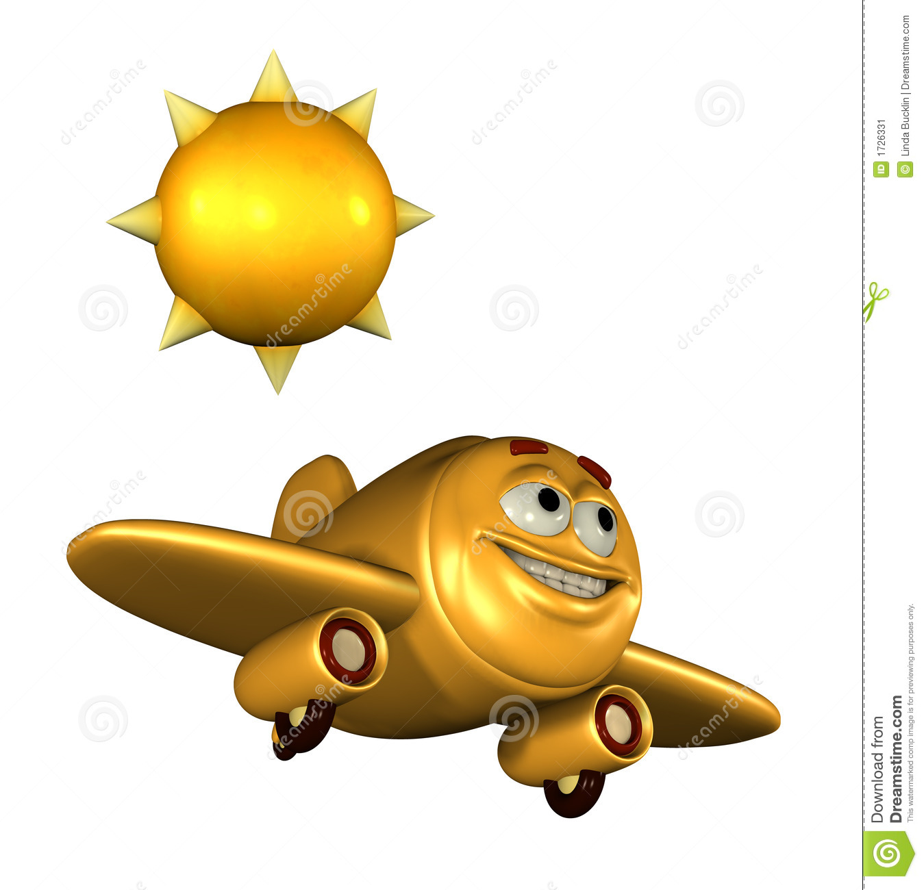 Happy Emoticon Plane Flying On A Sunny Day   3d Render