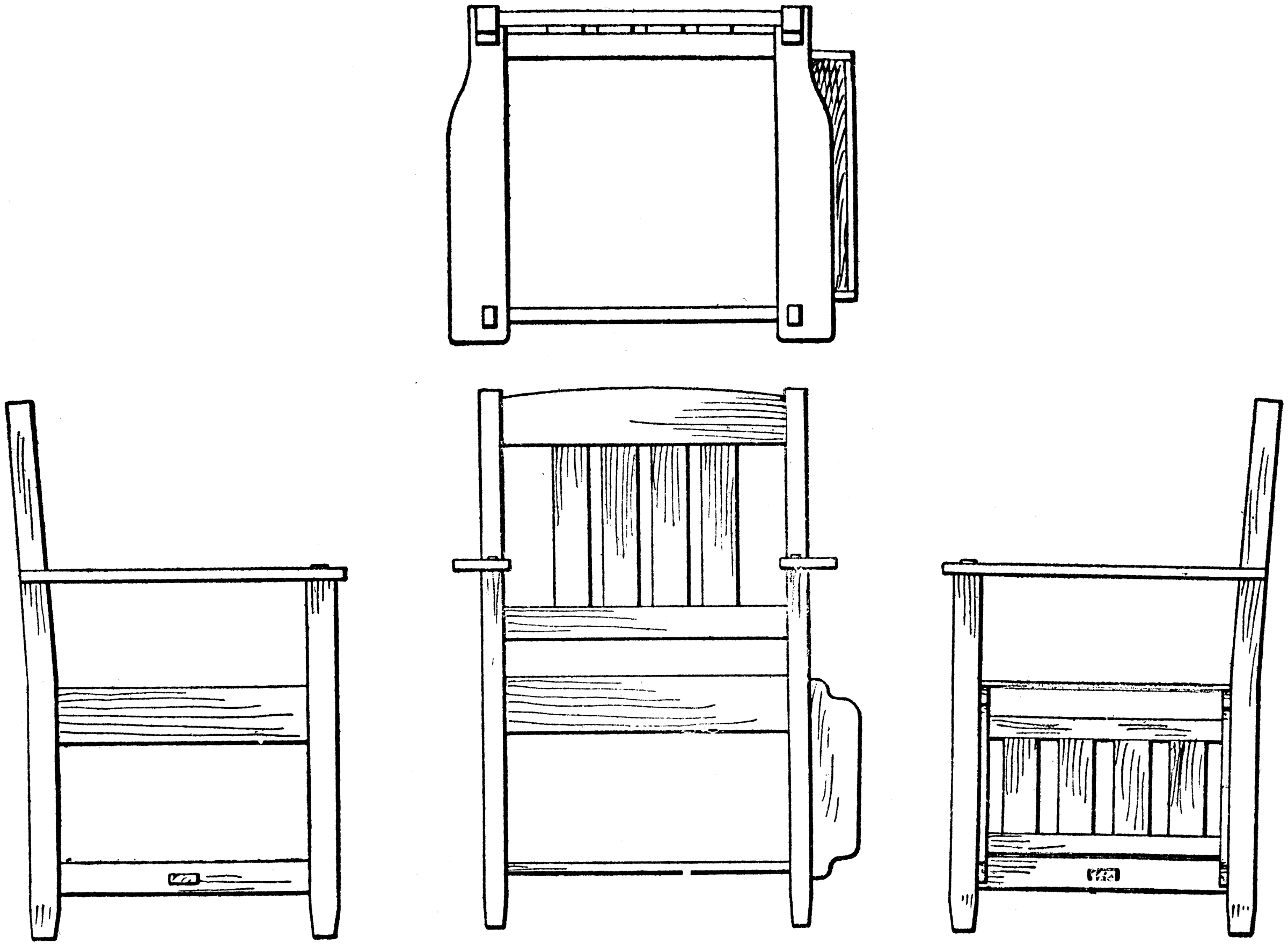 Orthographic Projection Of Arm Chair   Clipart Etc