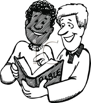 Royalty Free Clipart Image  Religious Cartoon Of Two Men Sharing From