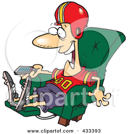 Royalty Free  Rf  Clipart Illustration Of A Football Fan Watching Tv