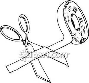 Scissors Cutting Tape   Royalty Free Clipart Picture