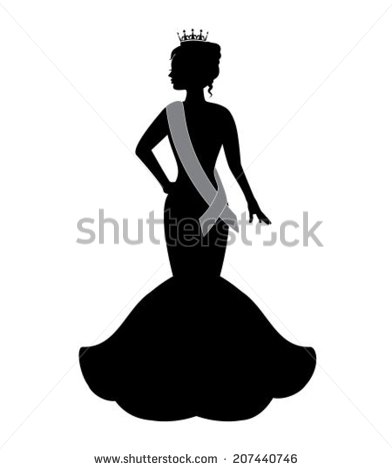 Silhouette Of A Beauty Queen Wearing A Crown And An Evening Dress