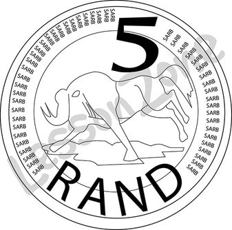 South Africa 5 Rand Coin B W