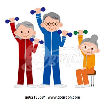Stock Illustration   Group Of Older Mature People Lifting Weights In
