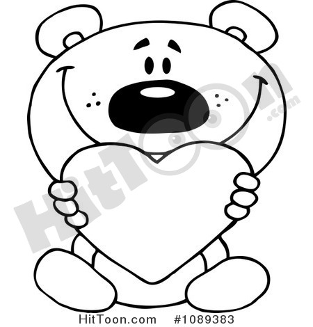 Teddy Bear Clipart  1089383  Outlined Teddy Bear Holding A Valentine    