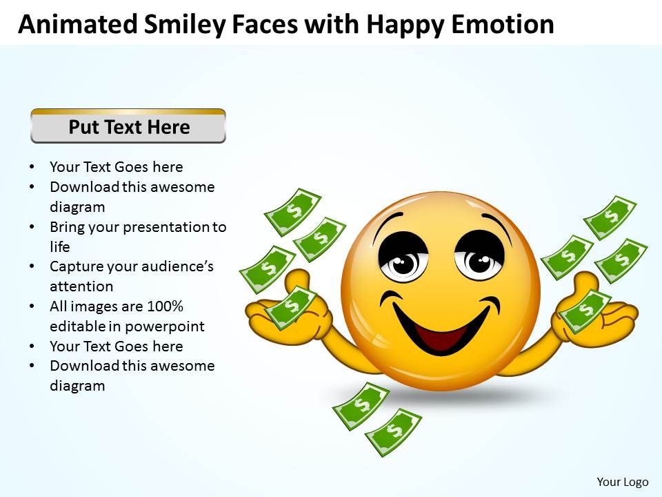     Templates Animated Smiley With Happy Emotion Sales Ppt Slides